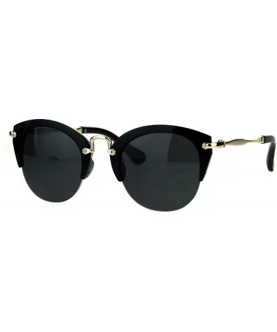 Womens Half Rim Cat Eye Gothic Fashion Retro Vintage Sunglasses - Black Smoke - CY183R72448 $8.17 Cat Eye