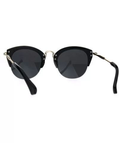 Womens Half Rim Cat Eye Gothic Fashion Retro Vintage Sunglasses - Black Smoke - CY183R72448 $8.17 Cat Eye