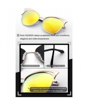 Women's Oversized Polarized Metal Frame Mirrored Cat Eye Sunglasses MT3 - B Gold Frame/Gold Mirrored Lens - C717YK3W9UR $11.0...