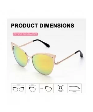 Women's Oversized Polarized Metal Frame Mirrored Cat Eye Sunglasses MT3 - B Gold Frame/Gold Mirrored Lens - C717YK3W9UR $11.0...