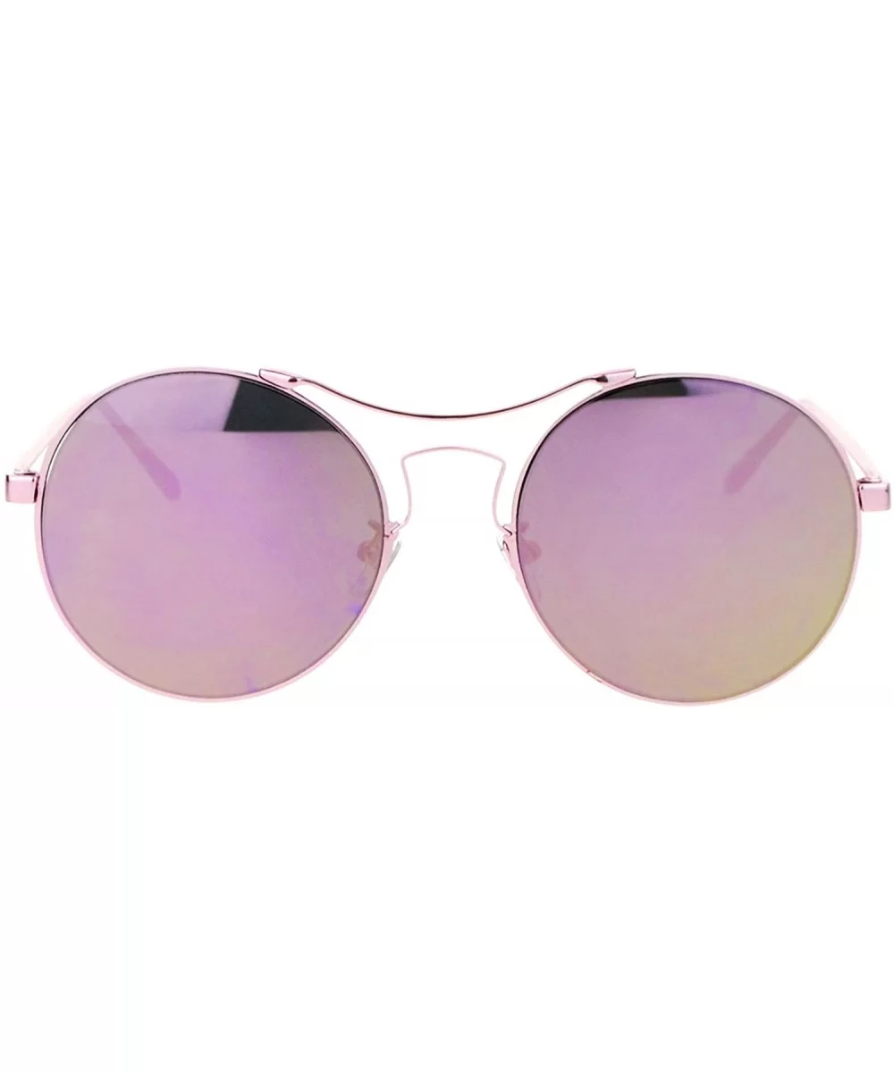 Almost Rimless Fashion Sunglasses Round Circle Flat Mirror Lens UV 400 - Pink - C218957C67C $7.98 Rimless