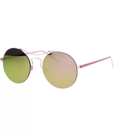 Almost Rimless Fashion Sunglasses Round Circle Flat Mirror Lens UV 400 - Pink - C218957C67C $7.98 Rimless