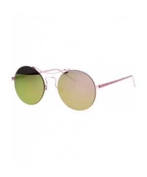 Almost Rimless Fashion Sunglasses Round Circle Flat Mirror Lens UV 400 - Pink - C218957C67C $7.98 Rimless