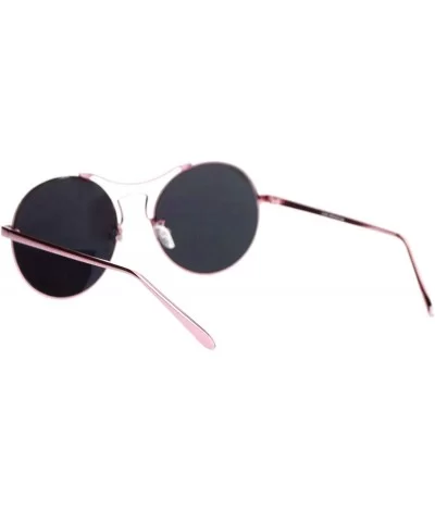 Almost Rimless Fashion Sunglasses Round Circle Flat Mirror Lens UV 400 - Pink - C218957C67C $7.98 Rimless