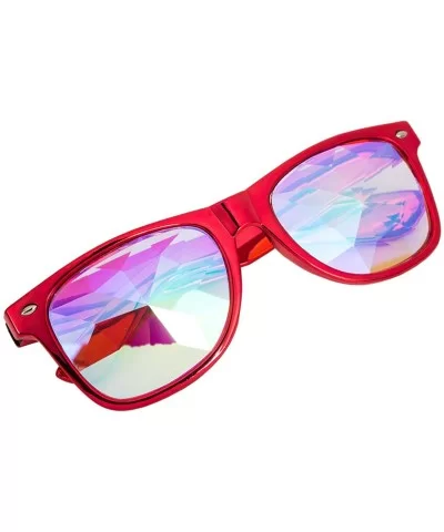 Kaleidoscope Glasses - Rainbow Rave Prism Diffraction Crystal Lens Sunglasses Goggles - Red - CK18DA30G3Q $12.96 Goggle