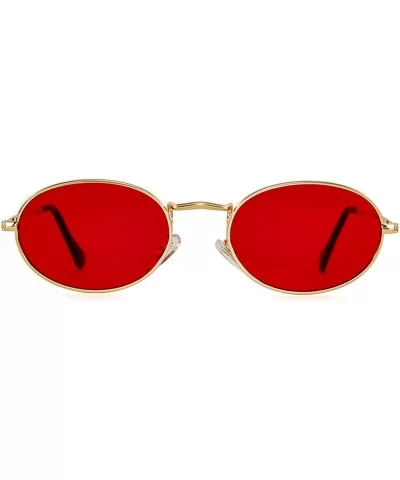 Oval Sunglasses Vintage Retro Sunglasses Designer Glasses for Women Men - Gold Frame Red Lens - CX18I8G3HA7 $8.60 Oval