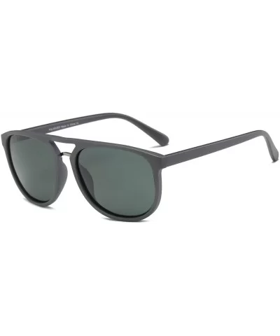 Retro Classic Circle Round Brow-Bar Aviator Style Polarized Fashion Sunglasses - Grey - CI18WQ6ZTU9 $16.53 Aviator