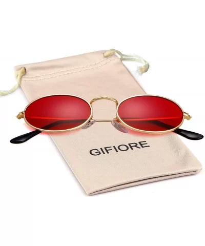 Oval Sunglasses Vintage Retro Sunglasses Designer Glasses for Women Men - Gold Frame Red Lens - CX18I8G3HA7 $8.60 Oval