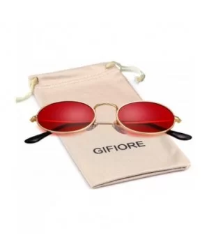 Oval Sunglasses Vintage Retro Sunglasses Designer Glasses for Women Men - Gold Frame Red Lens - CX18I8G3HA7 $8.60 Oval