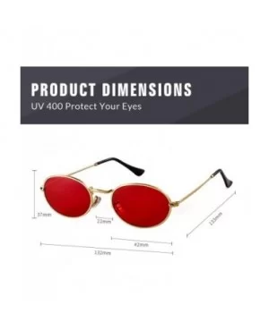 Oval Sunglasses Vintage Retro Sunglasses Designer Glasses for Women Men - Gold Frame Red Lens - CX18I8G3HA7 $8.60 Oval