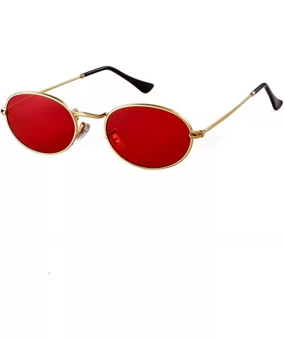 Oval Sunglasses Vintage Retro Sunglasses Designer Glasses for Women Men - Gold Frame Red Lens - CX18I8G3HA7 $8.60 Oval