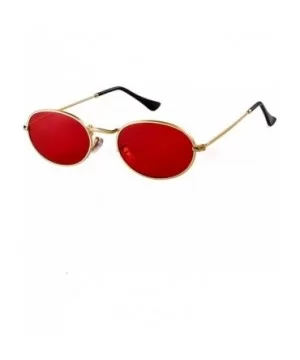 Oval Sunglasses Vintage Retro Sunglasses Designer Glasses for Women Men - Gold Frame Red Lens - CX18I8G3HA7 $8.60 Oval