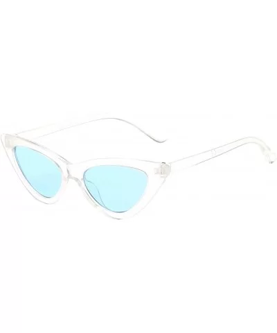 Kids Cateye Girls Sunglasses AGE 4-12 Transparent Clear Frame Giselle Pouch - Blue - CJ18TAIDHHK $4.94 Oversized