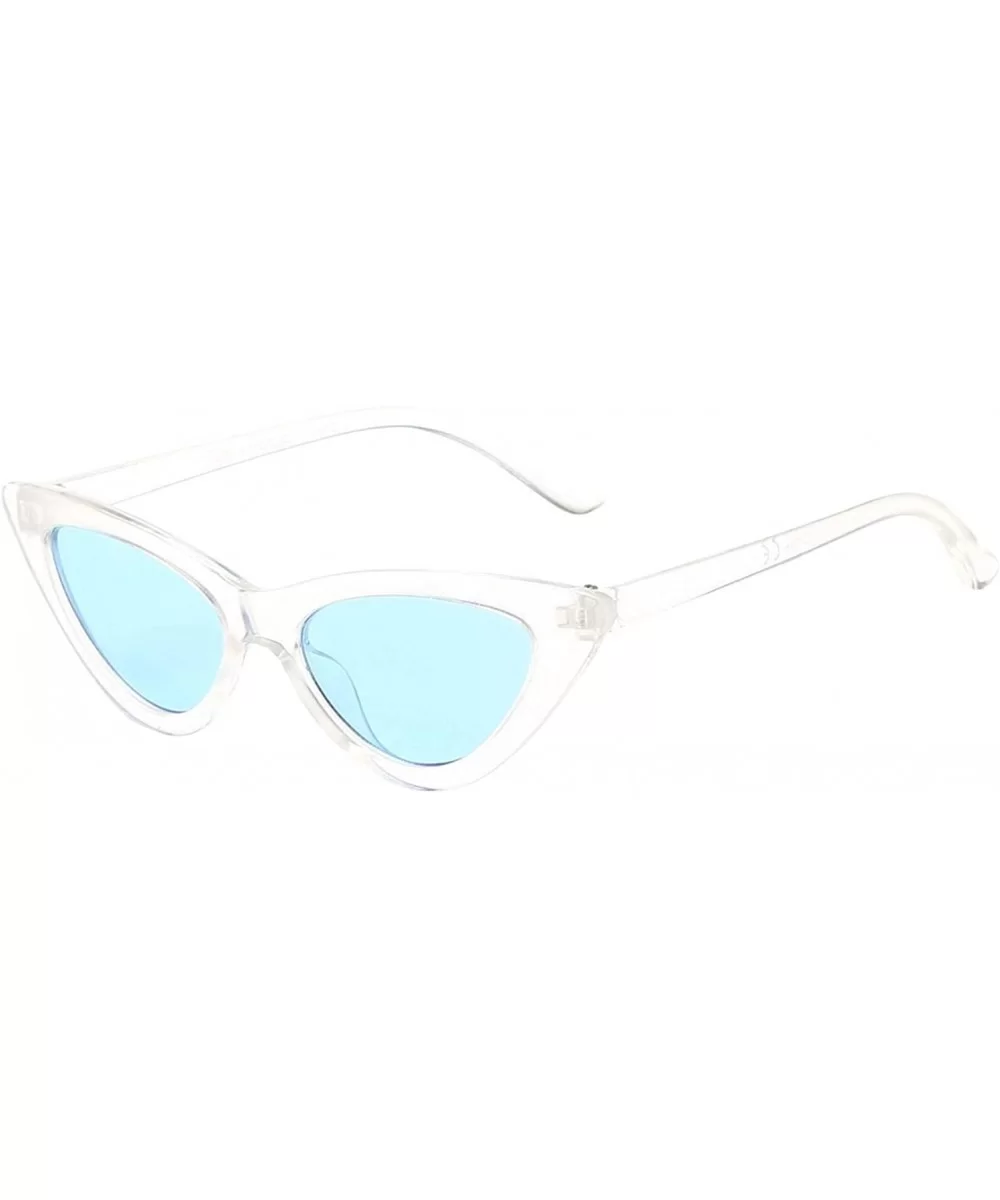 Kids Cateye Girls Sunglasses AGE 4-12 Transparent Clear Frame Giselle Pouch - Blue - CJ18TAIDHHK $4.94 Oversized