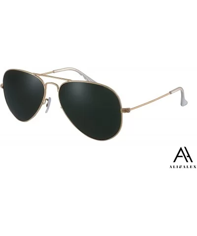 Classic Metal Aviator 100% UV Polarized Adult Unisex Designer Sunglasses - Shiny Gold/ Grey Polarized - CL18KAH2Z2G $16.46 Sh...