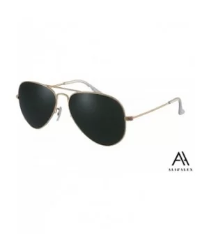 Classic Metal Aviator 100% UV Polarized Adult Unisex Designer Sunglasses - Shiny Gold/ Grey Polarized - CL18KAH2Z2G $16.46 Sh...