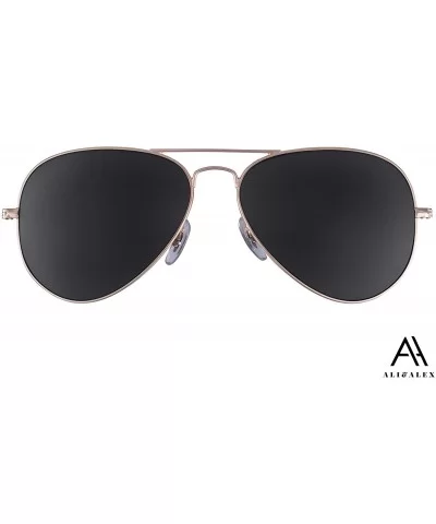 Classic Metal Aviator 100% UV Polarized Adult Unisex Designer Sunglasses - Shiny Gold/ Grey Polarized - CL18KAH2Z2G $16.46 Sh...