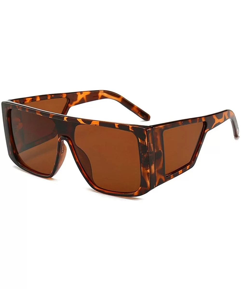 2019 New cross-border explosion models retro big box trend street shooting unisex sunglasses - Leopard - CF18LAGD2LZ $12.36 O...