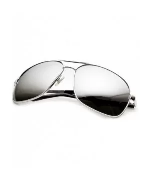 Premium Quality Metal Oversized Mirrored Lens Aviator Sunglasses (Silver) - CC128M6LKA3 $7.36 Aviator