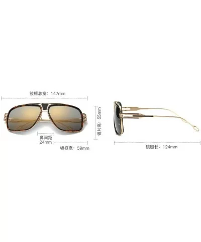 Vintage Men Sunglasses Brand Designer Male Flat Top Big Women Fashion Retro Clear Eyewear - Brown - CQ18QZG94OY $8.54 Rectang...