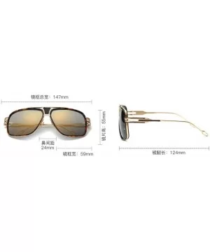 Vintage Men Sunglasses Brand Designer Male Flat Top Big Women Fashion Retro Clear Eyewear - Brown - CQ18QZG94OY $8.54 Rectang...