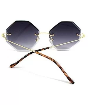 Oversized Rimless Sunglasses Geometric Gradient Lens Eyewear Diamond Cutting Glasses - Grey - C318QKL4DSS $17.12 Semi-rimless