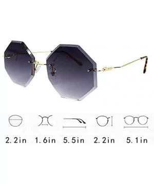 Oversized Rimless Sunglasses Geometric Gradient Lens Eyewear Diamond Cutting Glasses - Grey - C318QKL4DSS $17.12 Semi-rimless