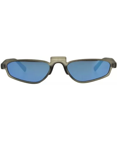 Unisex Mirrored Lens Rectangular Plastic Pimp Retro Vintage Sunglasses - Slate Blue - CF18CMKC9RC $5.49 Rectangular