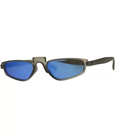 Unisex Mirrored Lens Rectangular Plastic Pimp Retro Vintage Sunglasses - Slate Blue - CF18CMKC9RC $5.49 Rectangular