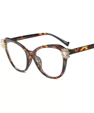 2018 Oversize Women Big Full Frame Eye Glasses Crystal Rhinestone Eyewear Light - Leopard - CR18DH896WO $7.15 Rimless