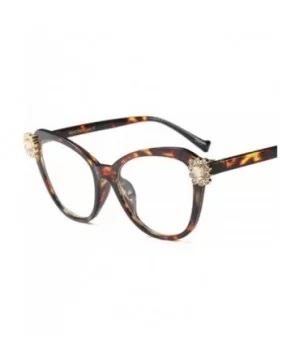 2018 Oversize Women Big Full Frame Eye Glasses Crystal Rhinestone Eyewear Light - Leopard - CR18DH896WO $7.15 Rimless