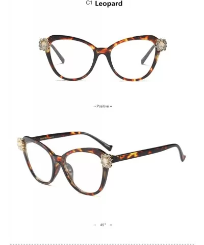 2018 Oversize Women Big Full Frame Eye Glasses Crystal Rhinestone Eyewear Light - Leopard - CR18DH896WO $7.15 Rimless