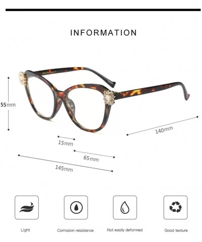 2018 Oversize Women Big Full Frame Eye Glasses Crystal Rhinestone Eyewear Light - Leopard - CR18DH896WO $7.15 Rimless