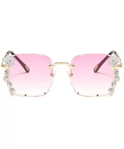 Luxury Sunglasses Women Rhinestone Shades Rimless Sunglasses Female Luxury Designer Diamond Gradual Eyewear - CH199QDK5SR $9....