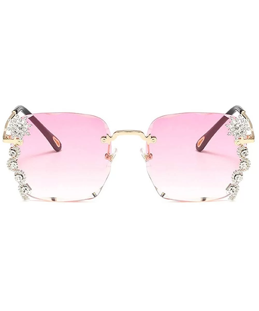 Luxury Sunglasses Women Rhinestone Shades Rimless Sunglasses Female Luxury Designer Diamond Gradual Eyewear - CH199QDK5SR $9....