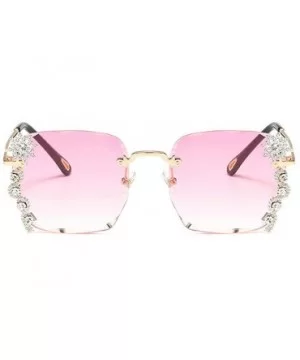 Luxury Sunglasses Women Rhinestone Shades Rimless Sunglasses Female Luxury Designer Diamond Gradual Eyewear - CH199QDK5SR $9....