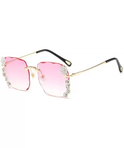 Luxury Sunglasses Women Rhinestone Shades Rimless Sunglasses Female Luxury Designer Diamond Gradual Eyewear - CH199QDK5SR $9....