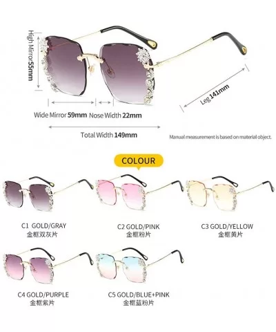 Luxury Sunglasses Women Rhinestone Shades Rimless Sunglasses Female Luxury Designer Diamond Gradual Eyewear - CH199QDK5SR $9....