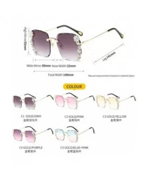 Luxury Sunglasses Women Rhinestone Shades Rimless Sunglasses Female Luxury Designer Diamond Gradual Eyewear - CH199QDK5SR $9....