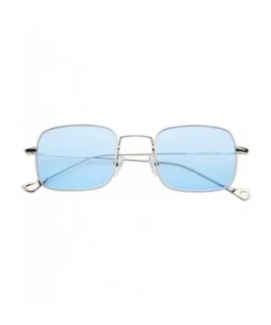 Retro Metal Frame Sunglasses Colored Lens - Silver-blue - CB18S8OKTSX $6.49 Rimless