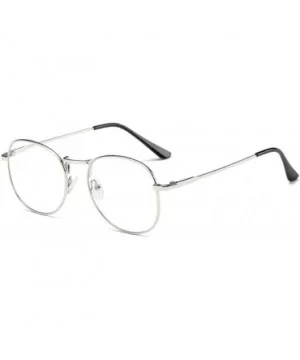 Men women retro glasses full frame round resin lenses myopia glasses - Silver - CJ18EA3X5OE $26.27 Round