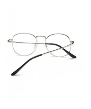 Men women retro glasses full frame round resin lenses myopia glasses - Silver - CJ18EA3X5OE $26.27 Round