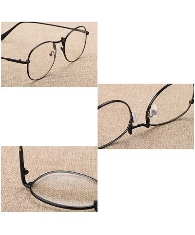 Men women retro glasses full frame round resin lenses myopia glasses - Silver - CJ18EA3X5OE $26.27 Round