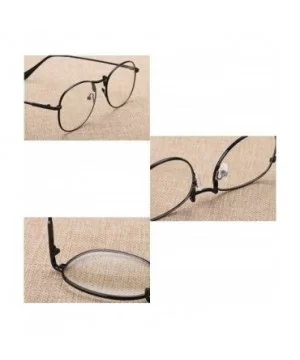 Men women retro glasses full frame round resin lenses myopia glasses - Silver - CJ18EA3X5OE $26.27 Round