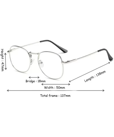 Men women retro glasses full frame round resin lenses myopia glasses - Silver - CJ18EA3X5OE $26.27 Round