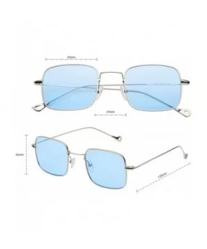 Retro Metal Frame Sunglasses Colored Lens - Silver-blue - CB18S8OKTSX $6.49 Rimless