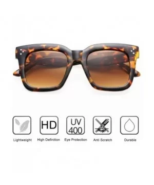 Retro Oversized Square Sunglasses for Women Flat Lens Sun Glasses Gradient Shades UV400 - Leopard/Brown Gradient - CQ18S5KS3M...