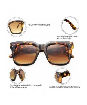 Retro Oversized Square Sunglasses for Women Flat Lens Sun Glasses Gradient Shades UV400 - Leopard/Brown Gradient - CQ18S5KS3M...