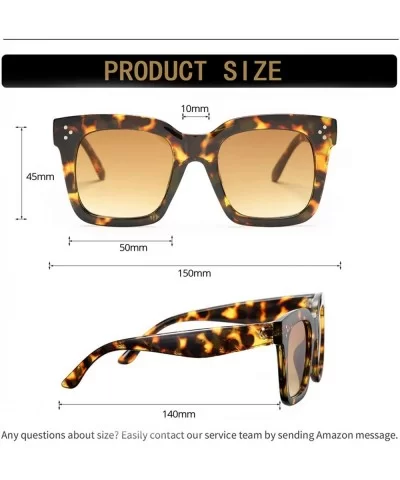 Retro Oversized Square Sunglasses for Women Flat Lens Sun Glasses Gradient Shades UV400 - Leopard/Brown Gradient - CQ18S5KS3M...