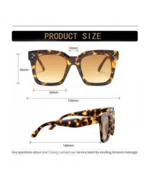 Retro Oversized Square Sunglasses for Women Flat Lens Sun Glasses Gradient Shades UV400 - Leopard/Brown Gradient - CQ18S5KS3M...